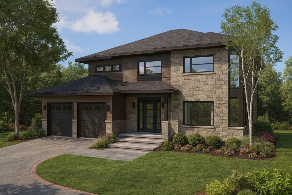 Cottage contemporain avec garage double