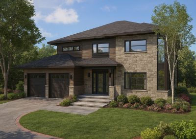 Cottage contemporain avec garage double