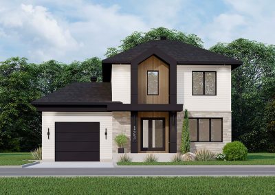 Modèle de cottage scandinave avec garage - Façade