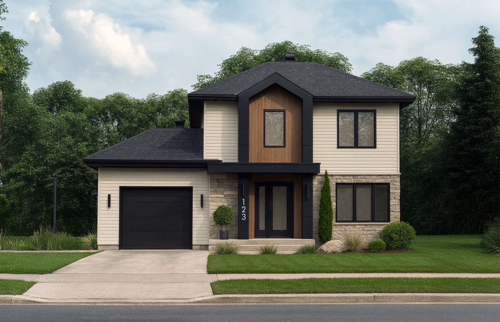 Modèle de cottage scandinave avec garage