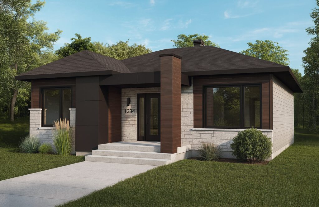 Maison de type plein-pied avec style contemporain