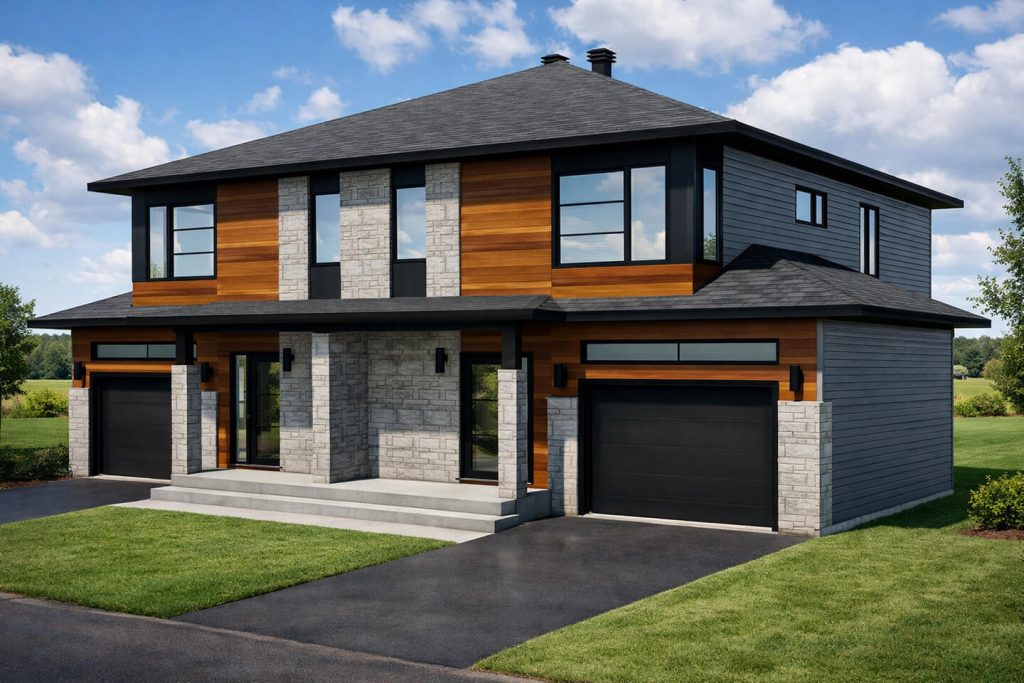 Jumelé cottage contemporain avec garage