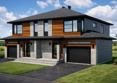 Jumelé cottage contemporain avec garage