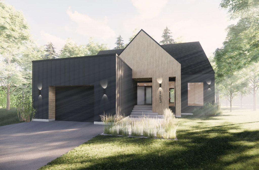 Maison plain-pied Scandinave architectural avec garage