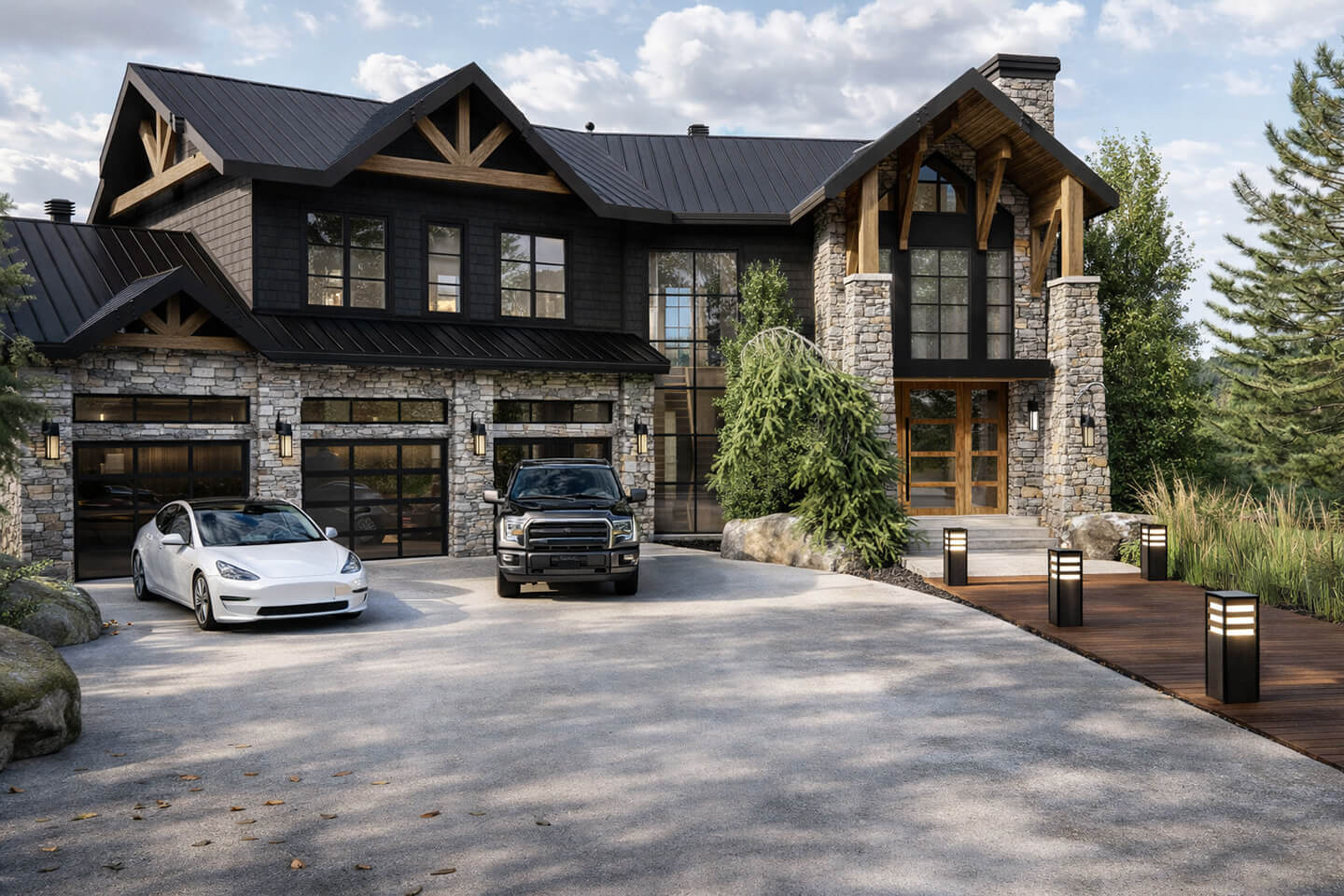 Modèle de cottage scandinave avec garage