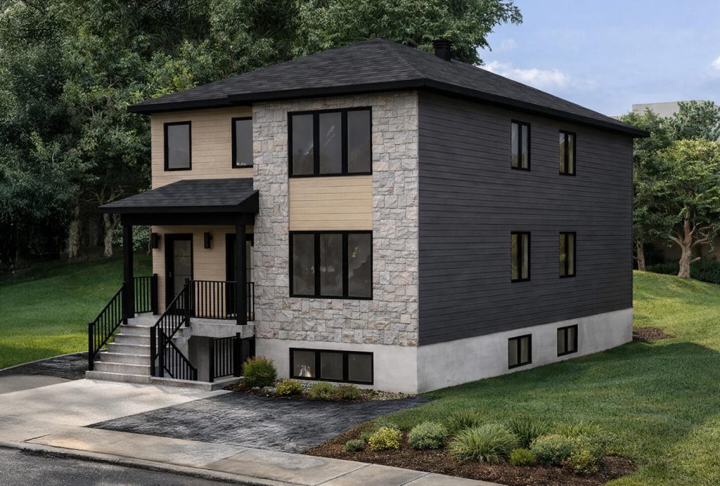 Triplex contemporain allongé