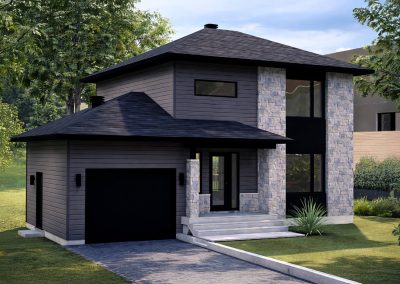 Cottage contemporain latéral avec garage