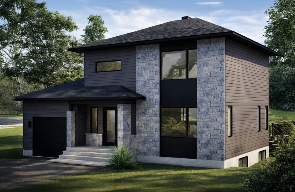 Cottage contemporain latéral avec garage
