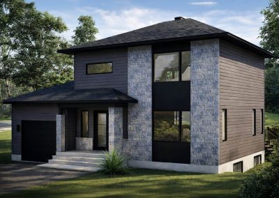 Cottage contemporain latéral avec garage
